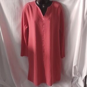 The Limited Long Sleeve Shift Dress, Coral, Medium,  front pockets, back zip